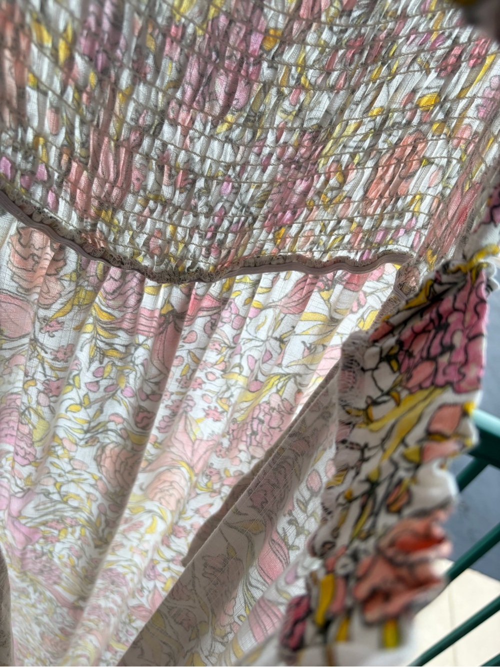 🆕💖 Abbey Glass XL Floral Linen Blend Smocked Maxi Dress Cottagecore Sundress - Picture 11 of 17